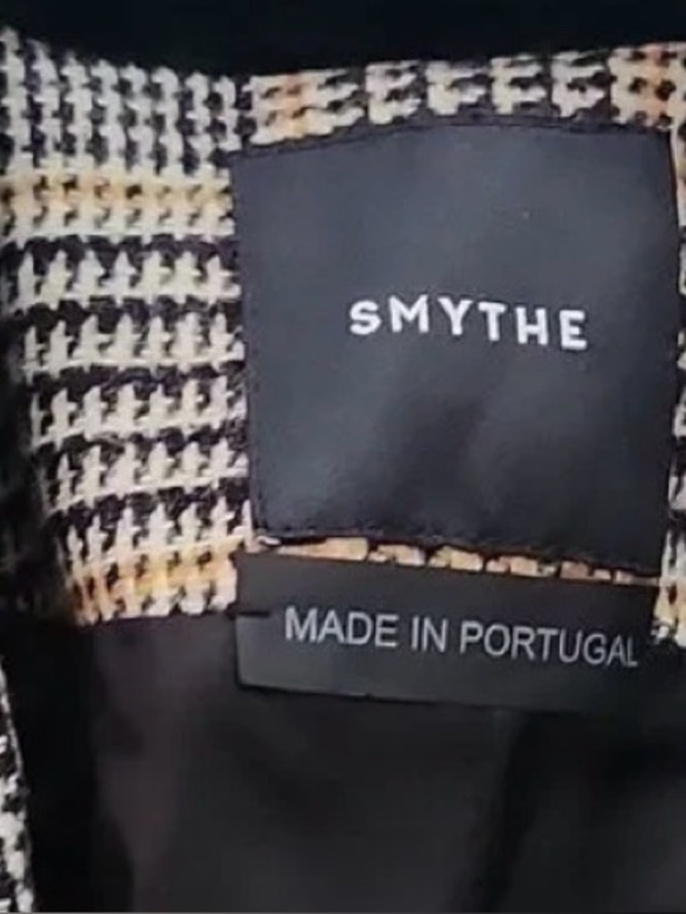 Smythe 100% Wool Houndstooth Plaid Blazer Velvet Collar Size 6 - Picture 10 of 16